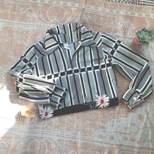 Vintage 70s / Mod Stripes and Flowers Blouse